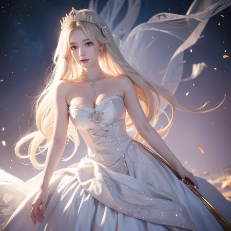  A woman in a white dress holding a music box, artwork in the style of Gu Weiss, Gu Weiss on pixiv artstation, Gu Weiss on artstation pixiv, Gu Weiss, fantasy art style, Gu Weiss masterpiece,   Beautiful and Elegant Queen,   Beautiful character painting  ,...