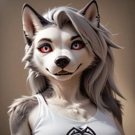 score_9, score_8_up, score_7, 4K definition, high defitinition, best quality, master piece, great artist, good coloring, good shadows, highly detailed, dynamic angle, solo,1girl, loona, furry, wolf girl, inverted pentagram, crop top,