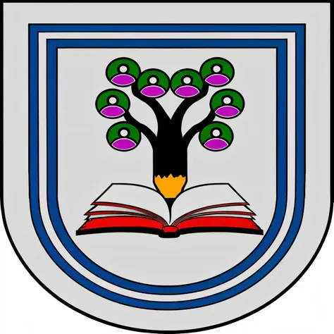 a book with a pencil and a tree, Danube School,  coat of arms , high school badge,  coat of arms  de la familia, erudite, grass, Heidelberg school, , escuela florentina,  drawn image , villainy, emblem of wisdom, Insignia, vereschagin, digital image, emble...