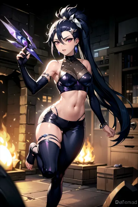 score_9, masterpiece, full body, league of legends, front view, upper body photo, andand alloutanandisa, 1 , Alone, and/and \(league of legends\), ponytail, hair ornament, very and rand hair, multicolored hair, Very long hair, hair between the eyes, hair c...