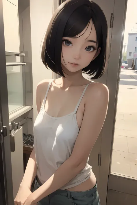 masterpiece,1girl,15歳,face,small breasts,ミニスカート,bob cut