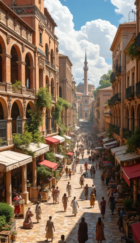 **Prompt:** During ancient rome era. As a historian wandering through the lively streets of ancient Rome, immerse yourself in the vibrant atmosphere of the insula buildings—multistoried apartment complexes that housed the city's diverse populace. Paint a p...