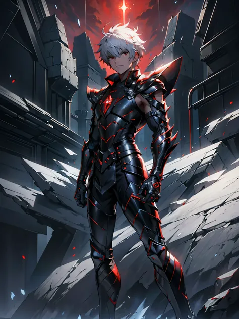 It’s a man. The image presents a dark, futuristic armor designed for Ken Kaneki, blending sleek tactical elements with a predatory appearance. The armor reflects his duality as both human and ghoul. Helmet: The helmet is sleek black with sharp lines. A glo...