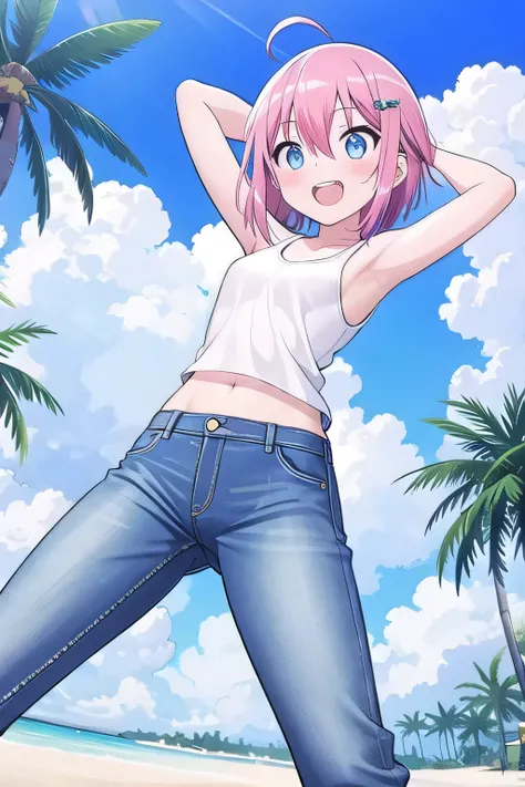 masterpiece, best quality, ultra detail, ((Perfect Face, perfect eyes, perfect hair, perfect arm)), 1girl, 14yo, petite, ((round face, ecstasy, orgasm face, drooping eyes, shame smiling, blush)), dropping eyes, sleepy, Open mouth, ((White teeth)), backgrou...
