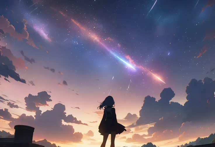 Woman standing on a rooftop looking at the stars, Anime Wallpaper 4k, Anime Wallpaper 4 k, 4k Anime Wallpaper, Anime art wallpaper 8K, Anime Art Wallpaper 4K, Anime Art Wallpaper 4K,  anime style 4k, 4K Manga Wallpaper, Anime Wallpaper,   Amazing Wallpaper...