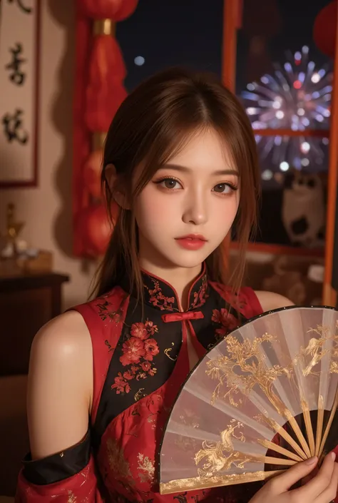 Cat ears、 face up, attractive, pretty girl, ponytail、 (( fine facial features , eroticism)), dramatic lighting , realistic , 8k, Dramatic Shadows , intricate and elaborate patterns , super detailed photo , chiaroscuro lighting , Pleasant colors , deep cont...
