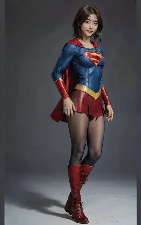 no background、 She always opens her mouth 、 She always has a troubled face 、Always close your eyes、((( BEAUTIFUL LEGS WITH BLACK TIGHTS .)))、(((stretch your legs、expensive、美しいsmileを表現する)))、((((Make the most of )))、(((supergirl costume)))、((( beautiful shor...