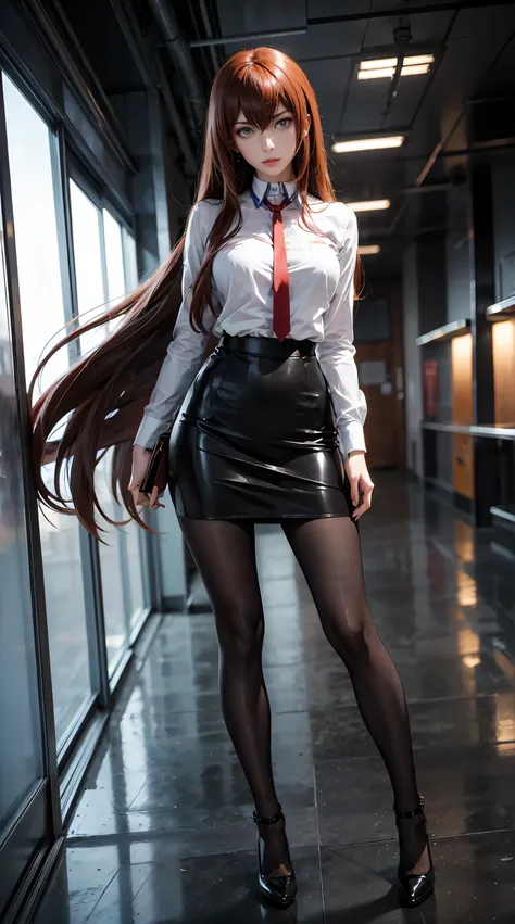  tall adult women ,excellent style,Makise Kurisu,Christina,high heels,pantyhose, black tights,very long hair, Super Long Hair ,sweaty, My bra is watching, Bare Bare , standing,full body,low angle,