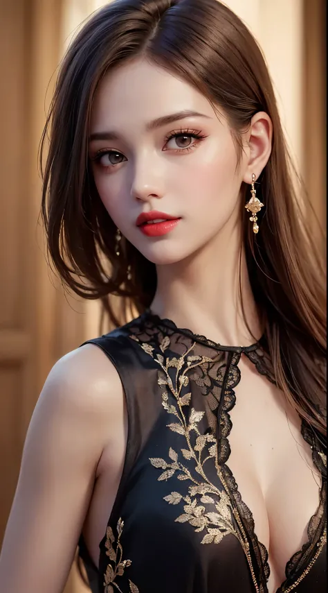 Long hair, (1. Beauty , supermodel ), ( Perfect Anatomy ), ((upper body shot)), Golden Ratio, (top quality:1.4), 32k resolution, ( realistic :1.5), High resolution UHD, (masterpiece :1.2)), (Improved quality:1.4), ( Very beautiful face details ), (grin), (...