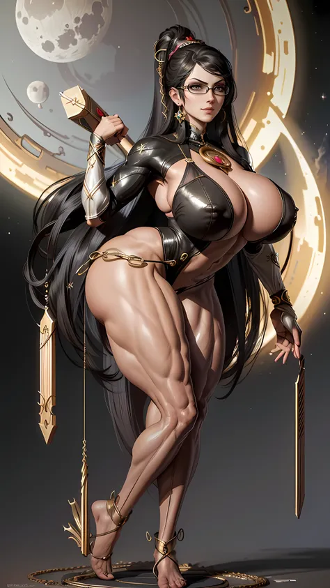 (masterpiece, best quality)
night, moon, Bayonetta, 1girl, solo, (FULL BODY), (SEXY POSE:1.9), (SMALL HEAD:1.5), long hair, (LONG LEGS:1.5), (MASSIVE FEMALE BODYBUILDER:1.5), (HUGE BREASTS:1.7), jewelry, very long hair, earrings, black hair, (MICRO BIKINI)...