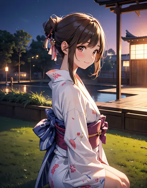 , one girl , nothing , chest, smile, long hair, Beautiful young woman in her s, brown eyes, masterpiece, anatomically accurate, a masterpiece that has won many awards, 最high quality, high detail, high quality, Beautiful eyes, in white for summer very de...