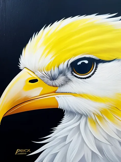 painting of a white bird with a yellow beak and a black eye, an acrylic painting inspired by Gillis d'Hondecoeter, trending on pexels, fine art, cocky expression, cocky, painted in high resolution, animal portrait, painted in acrylic, high detailed oilpain...