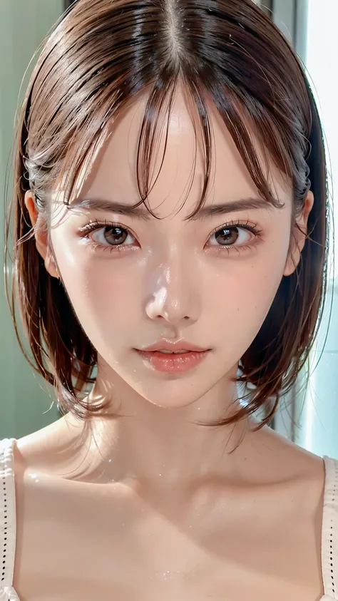 face only close-up、face close to front、very clear skin close-up、staring at me、Close-ups of all faces、face is balanced、Close-ups of all faces、background simple、beautiful woman making eye contact
