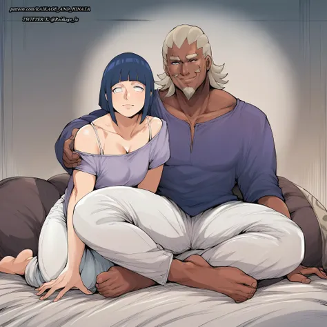 anime - style picture of a man and woman sitting on a bed, detailed fanart, fujita goro and jones, artgerm and genzoman, sitting on the bed, full colored, commission for high res, high quality fanart, ruan jia and brom, bara, sakimichan and frank franzzeta...