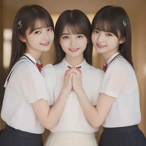 (masterpiece, best quality:1.2), High resolution, 1080P, 8K, 1girl, solo, (((Too beautiful three zinomy girls)) are surrounding, playing, caressing and fondling a something together. All the girls are noble, neat, intelligent and beautiful slender, maximum...