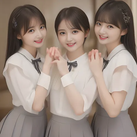 (masterpiece, best quality:1.2), High resolution, 1080P, 8K, 1girl, solo, (((Too beautiful three zinomy rich ((young beauty model)) girls)) are (piling their hands) together. All the girls are noble, neat, intelligent and beautiful slender, maximum laughte...