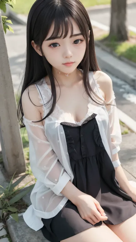  top quality、  natural depiction、  nothing 、  details、delicate、Very high degree of perfection 、 beautiful,Girls are middle school students  １Grade、   black hair、Cute girl's eyes、Best ratio、 小さなchest、 looks like Tomoyo Daidoji and is a full-body photo showi...