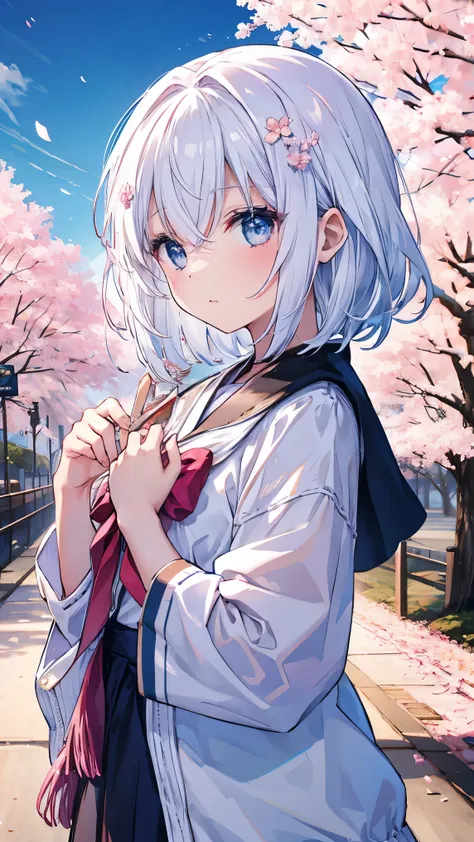 top quality、 girl、cherry blossoms,