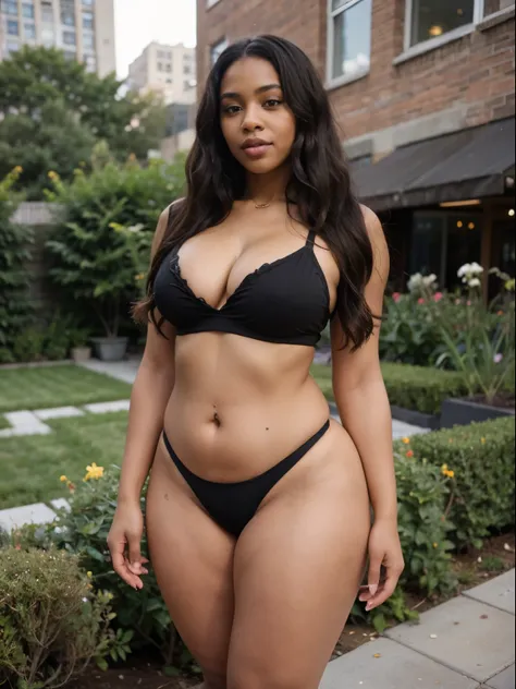 african girl, black ethnicity, black girl,, long wavy hair , , thick girl, , curvy body,brown, , curvy body , wearing sexywomansport soutfit,,
In the new york city in the garden 
















