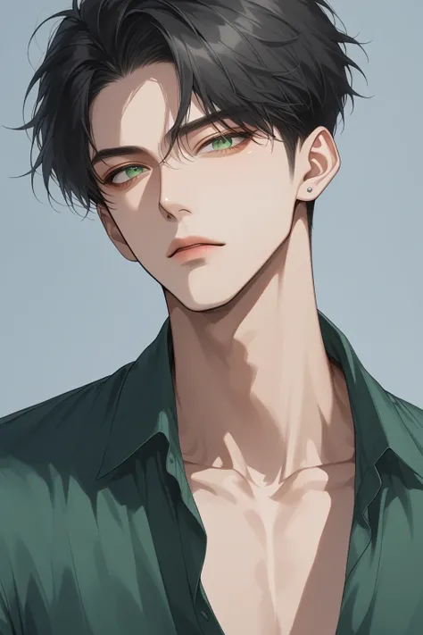(Score_9, Score_8_climb), short hair , Excellent Performance, คุณภาพgoodที่สุด, 1 person , ผมดำ , Gorgeous Face , Green eyes , very handsome , alone, mature men , climbper body , , drawings of delicate lines , Excellent Performance, High Definition, Colou...