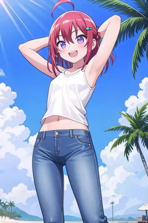 masterpiece, best quality, ultra detail, ((Perfect Face, perfect eyes, perfect hair, perfect arm)), 1girl, 14yo, petite, ((round face, ecstasy, orgasm face, drooping eyes, shame smiling, blush)), dropping eyes, sleepy, Open mouth, ((White teeth)), backgrou...