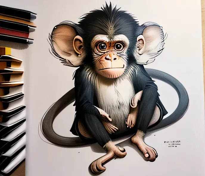 Make this sketch into a monkey image