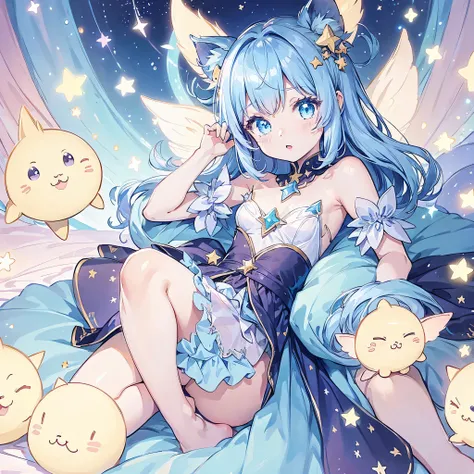 (Fantasy Creatures/Master of the Star Fairy、 small and cute 、Yuru character、The motif is a star)、