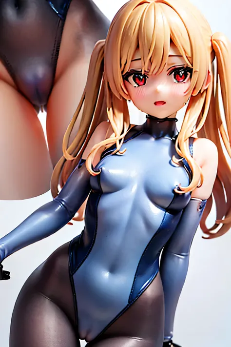 (masterpiece, best quality, absurdres, detailed:1.2),The pale pink fullbodysuit she is wearing is wet with sweat and ((see-through)), especially the pussy area is almost transparent., rhythmic gymnastics、 (small tits, thigh gap,7歳,cameltoe,nub), blonde, lo...