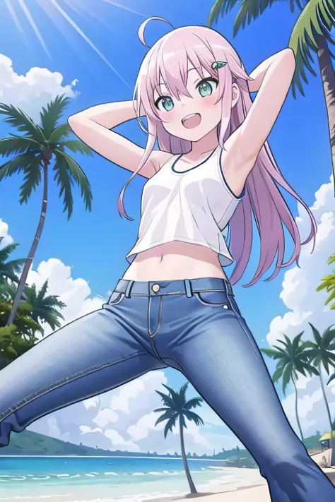 masterpiece, best quality, ultra detail, ((Perfect Face, perfect eyes, perfect hair, perfect arm)), 1girl, 14yo, petite, ((round face, ecstasy, orgasm face, drooping eyes, shame smiling, blush)), dropping eyes, sleepy, Open mouth, ((White teeth)), backgrou...