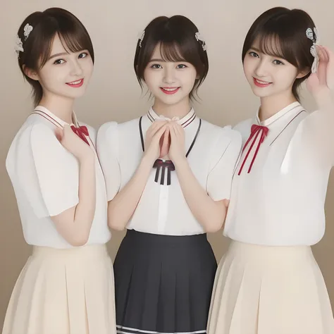 (masterpiece, best quality:1.2), High resolution, 1080P, 8K, 1girl, solo, (((Too beautiful three zinomy rich (young beauty & noble fashion magazine models))) are (piling their hands) together. All the girls are noble, neat, intelligent and beautiful slende...