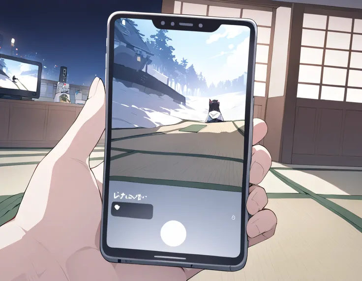 Smartphone、chat、male、screen、night、tatami、 point of view