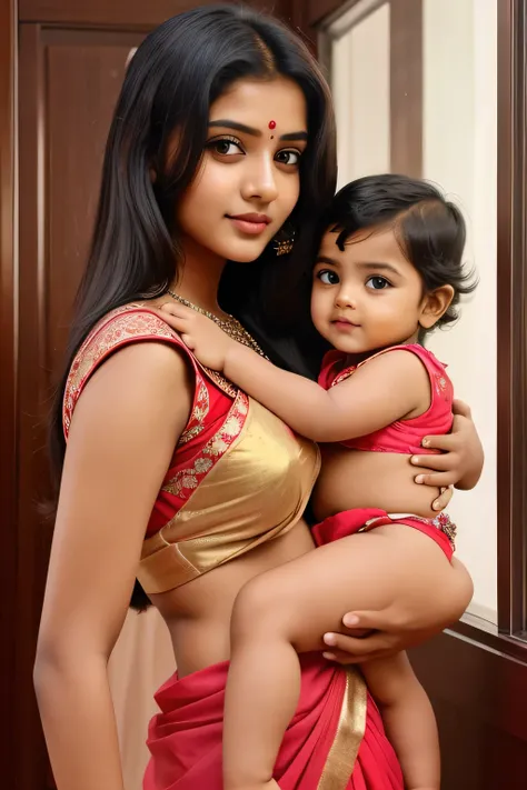 18 years old cute little beautiful girl cute face malayale kerala girl only with  his cute  little   boy baby pic with small boobs with stylish modern long hair style with stylish modern different color full glass type fancy saree with stylish phant full s...