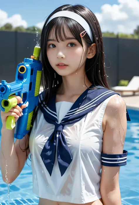 (masterpiece, 最high quality,  Ultra A Hi-Res), ( from side,   full body photo), (((Very beautiful girl))), Very Cute Girls,   wet solo Japanese elementary school girl 、Natural Makeup, masterpiece 、 top quality 、 super accurate、 realistic、  high school stud...