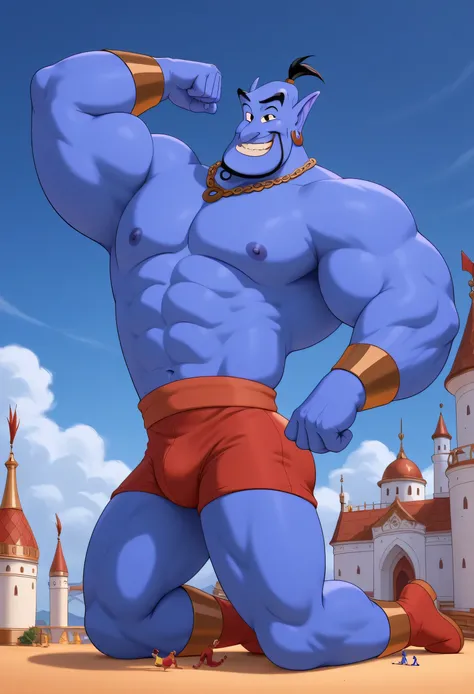 safe_pos, safe_pos, safe_pos, score_9, score_8_up, rating_nsfw, ultra hd, absurdres, best quality, best aesthetic, masculine, solo, 1boy, male focus, perfect proportions, handsome, alluring, mature male, coloured,

Disney Genie, facial hair, blue skin, blu...