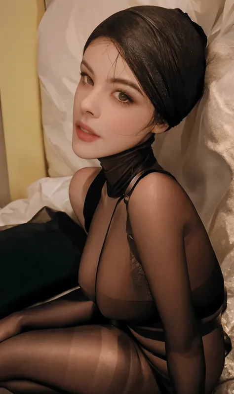perfect anatomy, solo, absurdres,realistic,photo_(medium),1girl,nylonface:2.0,pantyhose on face:2.0,pantyhose face:2.0, licking, pantyhose body, 