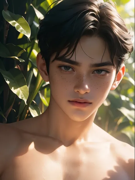 (cute boy:1.1,Posing :1.1,Photorealistic:1.37), (Best Quality,4k,8K,hight resolution,Masterpiece:1.2), Ultra-detailed, Realistic:1.37, Professional, Vivid colors, bokeh, sharp-focus, physical based rendering, Young, Slim, Slender, definition of light muscl...