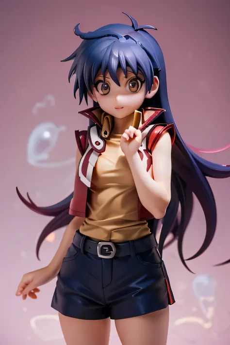 perfect anatomy top quality,highest resolution,((( shiny red jacket shiny dark blue hair long hair))) Saotome Rei Yu-Gi-Oh! GX girl flat breast