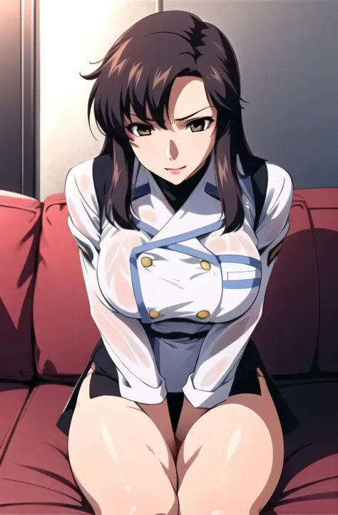 my black bra is wet and see-through,I want to see sharp nipples too,I also want to see a garter belt and double stockings,can I draw a sleeveless white knit shirt,Please draw the facial expressions on her face in an even more delicate and cute way,I also w...