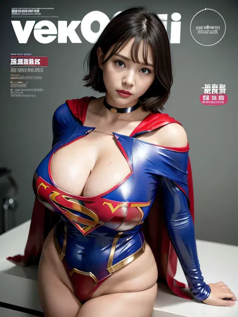 masterpiece、Latex Supergirl Costume、off shoulder、Ultra short hair、Big, Fuller Breasts、shiny sweaty skin、face to face、choker、Provocative cleavage 、 Long Sleeve、cloak、bikini armor、Voluptuous thighs、wearing laboratory equipment in a hospital room、photorealist...