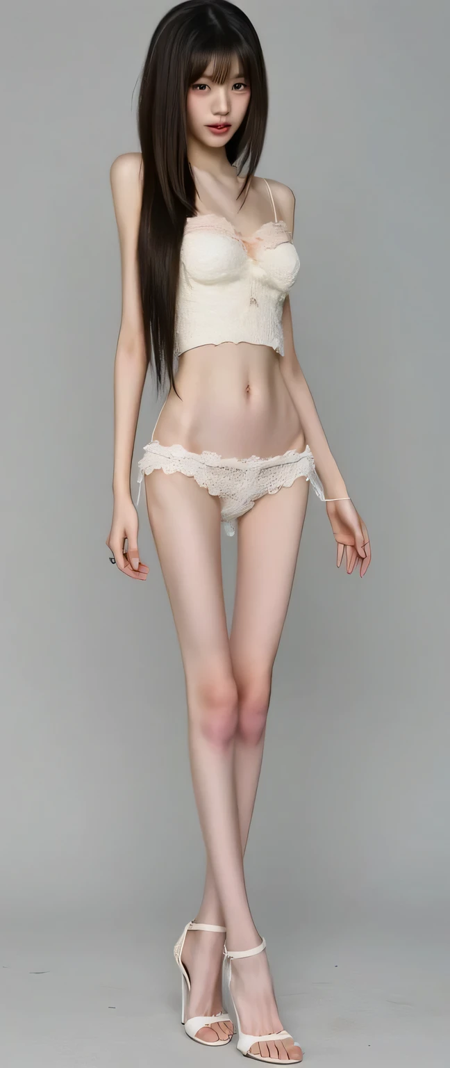 (最high quality,high resolution:1.2),超high resolution,realistic, Picture of a Korean female model who was weakened by anorexia and 、hungry、extremely thin female model、 completely nakedで、extremely frail and weak々Looks good, ((full body photo)) ,((K-POPアイドルのI...