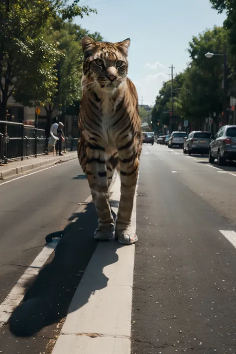 Animated moving walk with a big cat