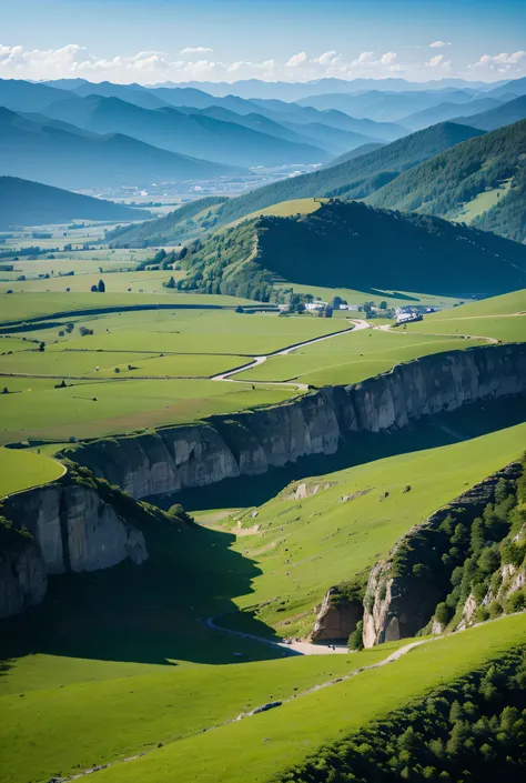 High mountains and plains on both sides