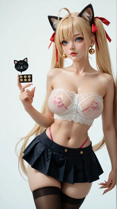 punctuation_9, punctuation_,Above 8,sharp focus,, absurdres, highres,  illustration,


me_facing,,Ahoge,very long hair, blonde hair,high twintails,hair ribbon,Red ribbon,bangs,blue eyes,,,  with cat ears,has cat claws and her big breasts,neckline, very lar...