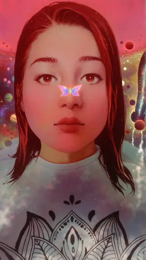 a flat world full of jewels, planets, octane rating, surreal, surreal landscape, planets flotantes, alien jewelry,  bright atmosphere , warm and vibrant lighting, rich color palette,  outfit, 4k, oil painting,  fantasy painting ,  digital art, high-quality...