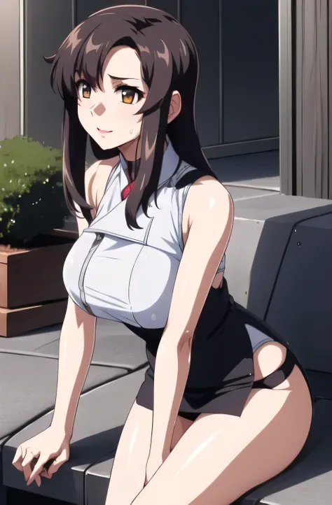 my black bra is wet and see-through,I want to see sharp nipples,I want to see through my garter belt and double stockings,can I draw a sleeveless white knit shirt,Please draw the facial expressions on her face in an even more delicate and cute way,I also w...
