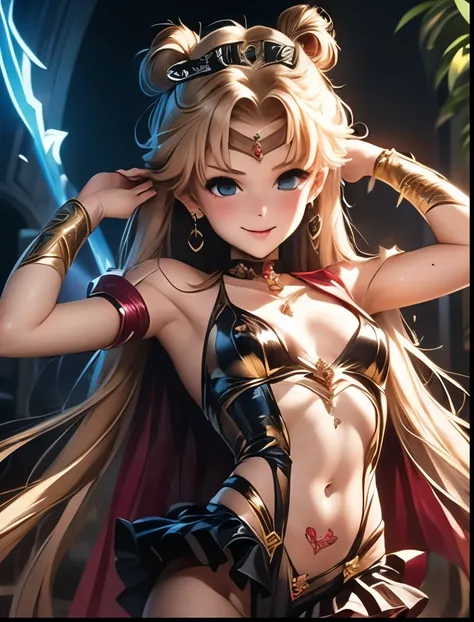 （（（ＳＦＷ、Highest quality、 first class masterpiece 、 normal body of a real person 、8k、  detailed faces 、super precise、   real color 、５refer to、Highest）））、Sailor Moon、sailorMoon、 Gold、twin tails、Magic Girl、pretty girl、 can be used、 Navel Exposure 、Big Breasts、...