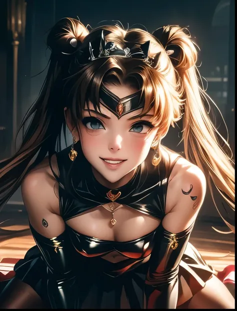 （（（ＳＦＷ、Highest quality、 first class masterpiece 、 normal body of a real person 、8k、  detailed faces 、super precise、   real color 、５refer to、Highest）））、Sailor Moon、sailorMoon、 Gold、twintails、Magic Girl、pretty girl、 can be used、 Navel Exposure 、Big Breasts、C...