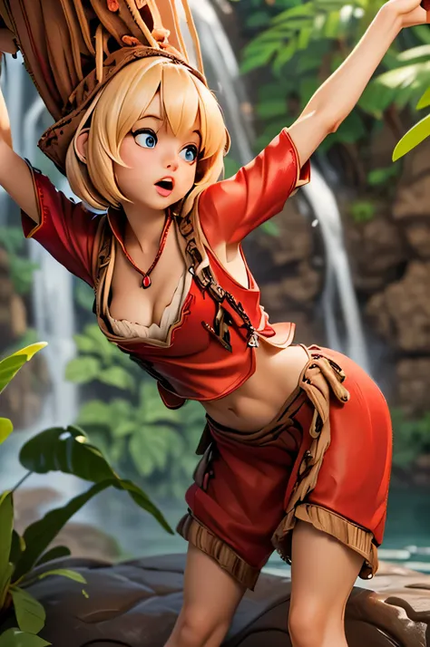 ((((Very tiny cute 7yo hyperrealistic girl)))), ((())), (((red cap))), (((round face))), (((blond hair))), (((blue eyes))), ((very tiny breast)), (((((very tiny body:1.9))))), (((medium hair))), ((((relm arrowny:1.7)))), ((open mouth)), ((cute big lips)), ...