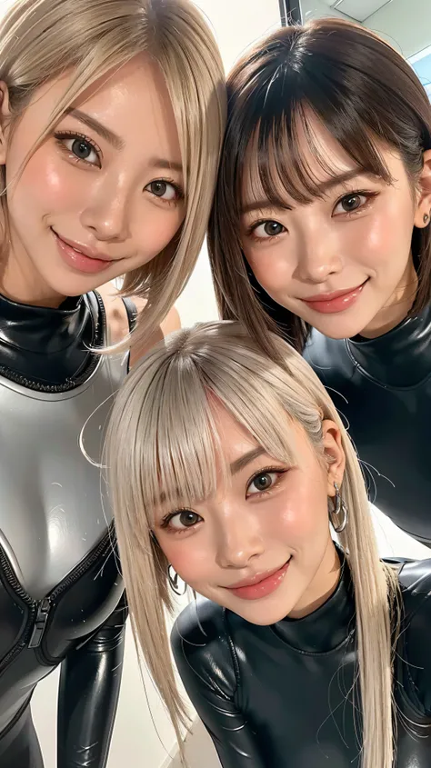   look at me,look at me with a smile            、vision、        two beautiful women   、Looking at Us Closer、looking at us with their faces close to the front、I'm looking at my beautiful platinum-colored hair at an angle 、close to the front            、    ...