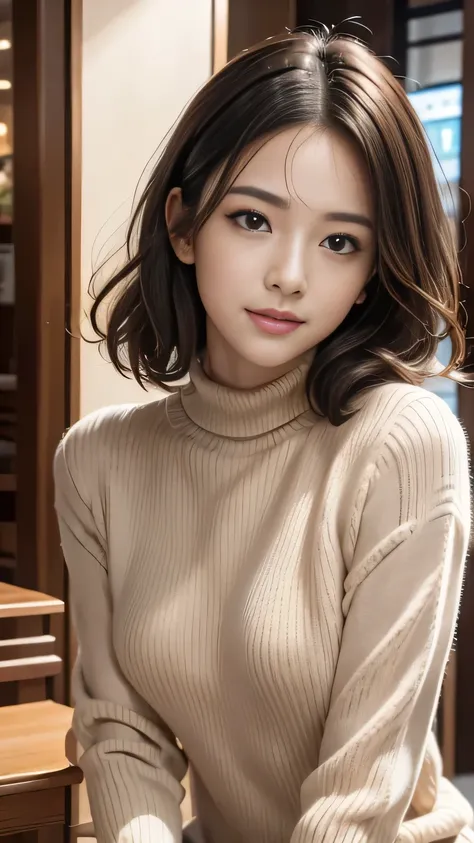 greatest masterpiece、best quality、Illustration、 Super detailed、Fine Details、 High Resolution、8K Wallpaper、perfect dynamic composition、２４age、pretty girl、 clear、detailed beautiful face、 Detailed Beautiful Eyes、textured skin、 faint smile、 wavy short hair、smal...